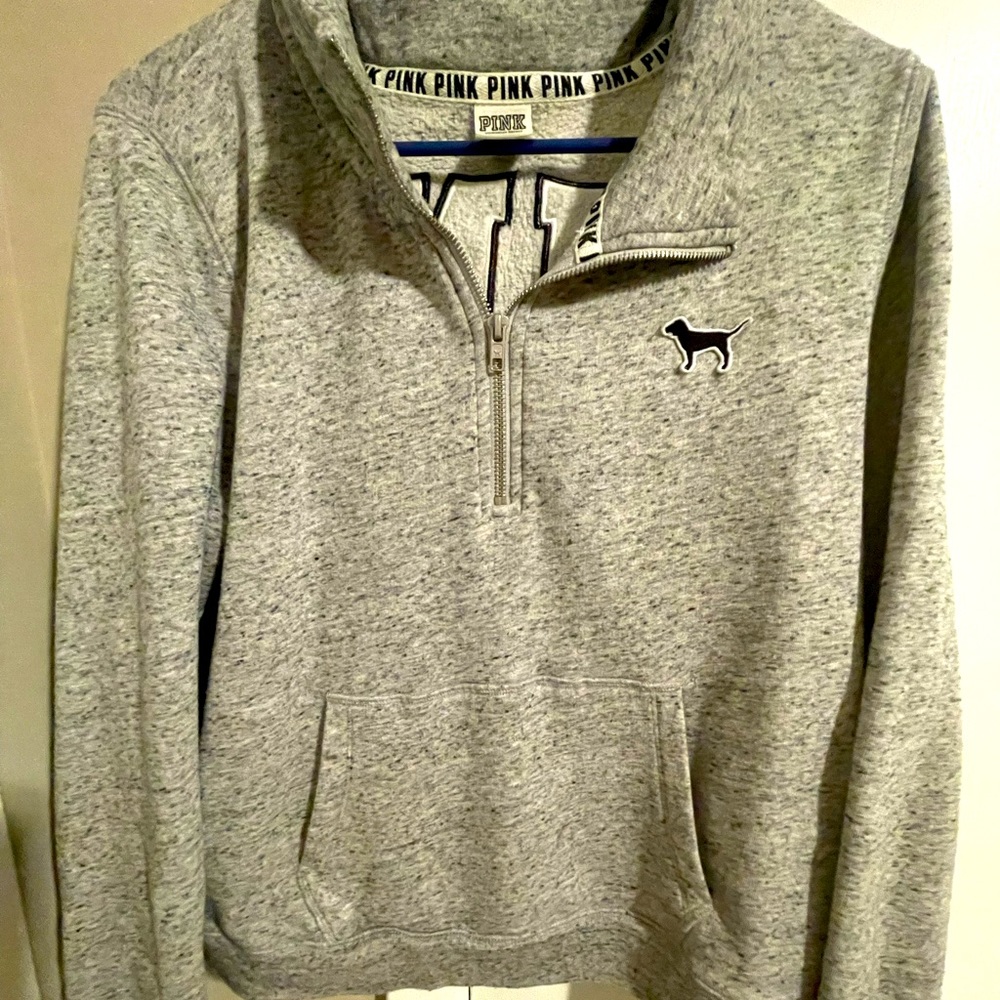 Pink pullover 3/4 zip hoodie